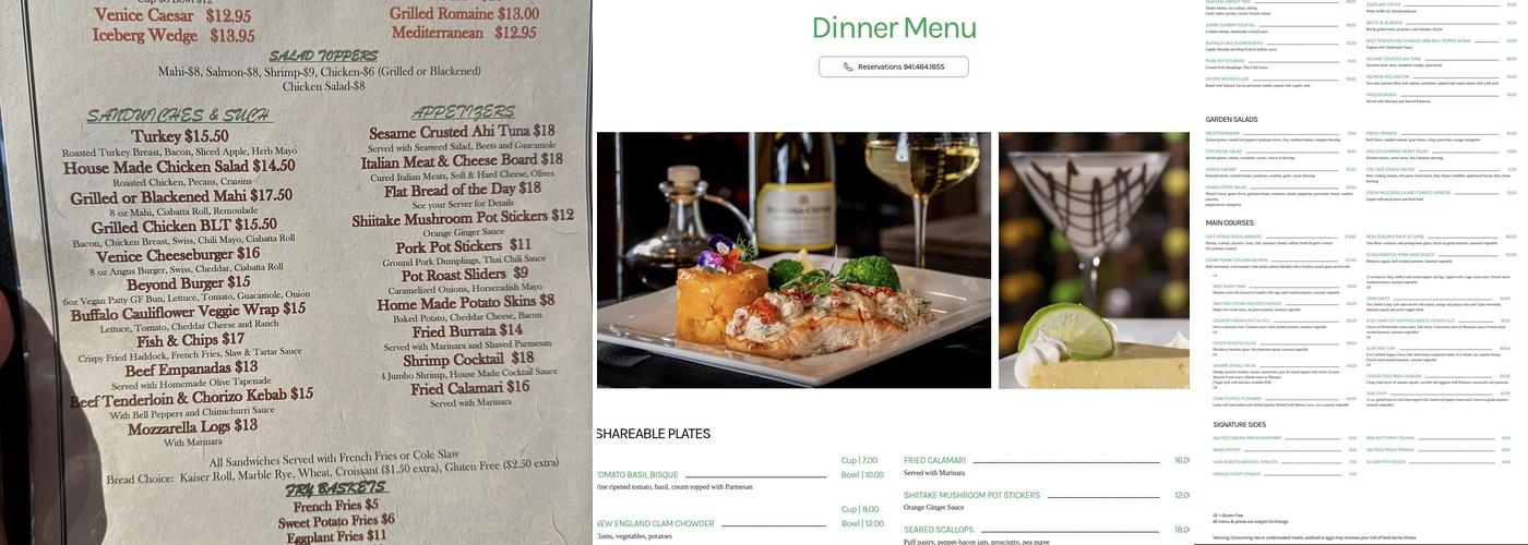 Cafe Venice Restaurant and Bar Menu