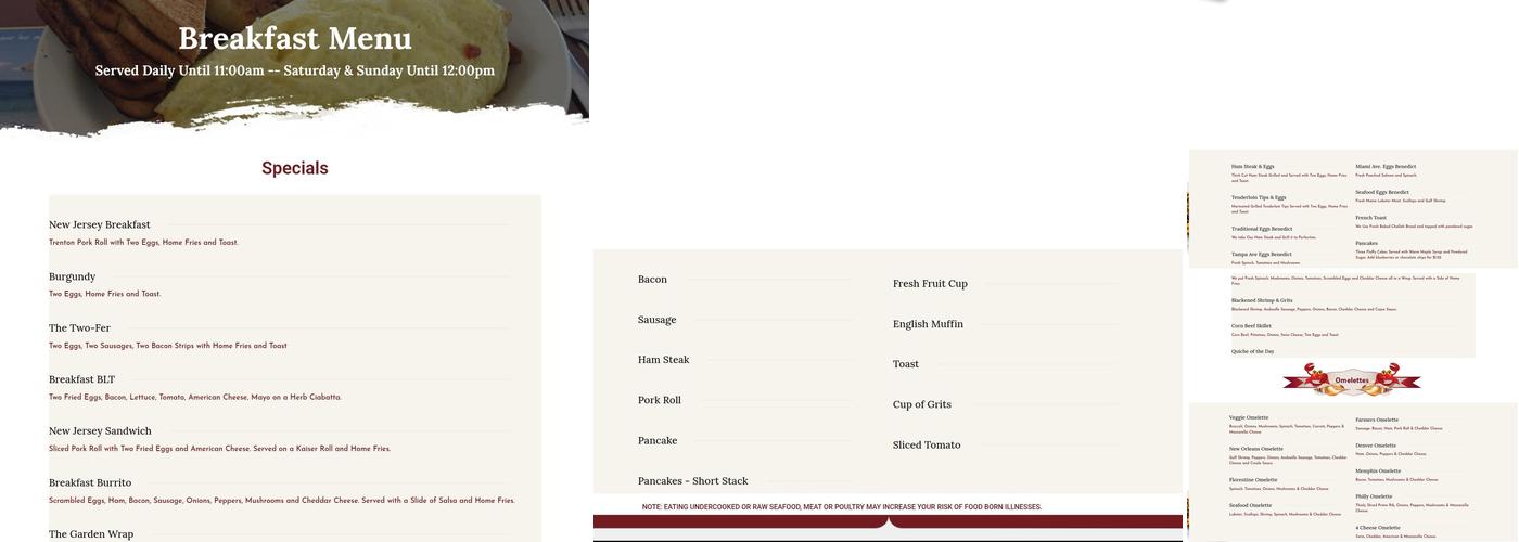 Burgundy Square Cafe Menu