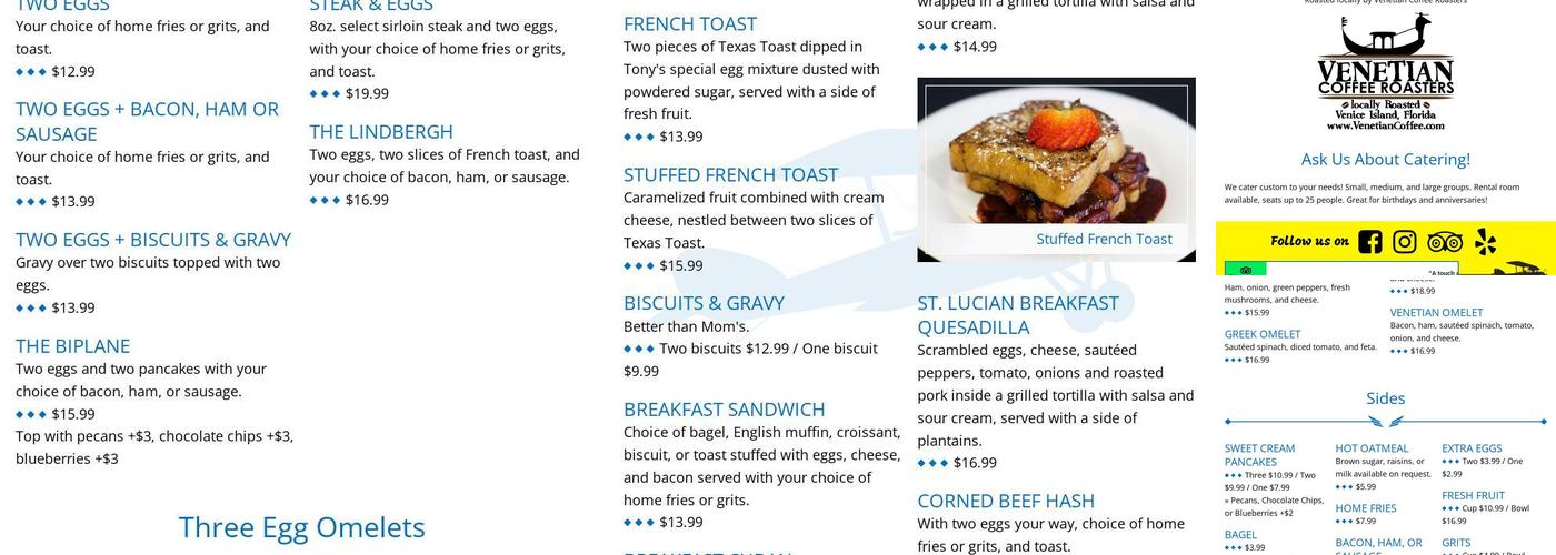 Suncoast Cafe Menu