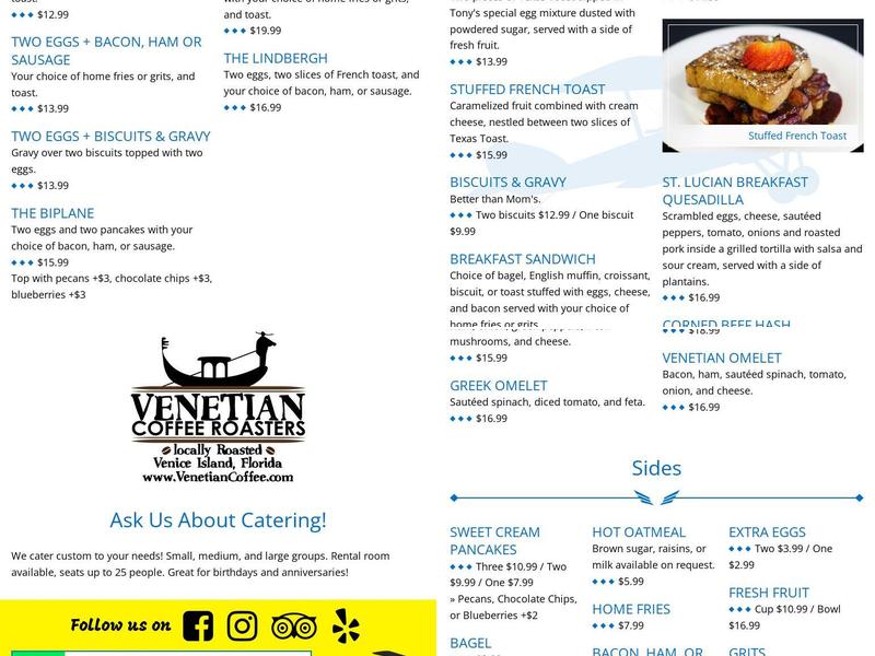 Suncoast Cafe Menu