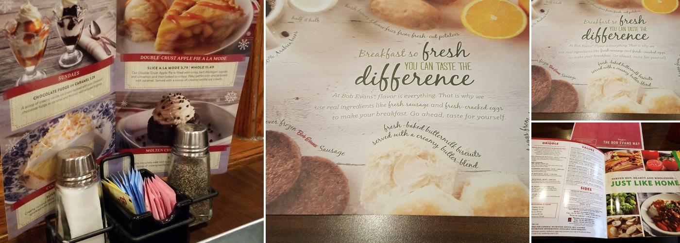 Bob Evans Menu