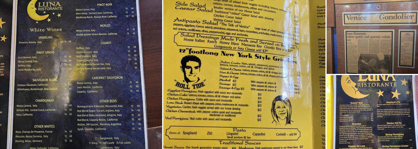 Luna Restaurant Menu