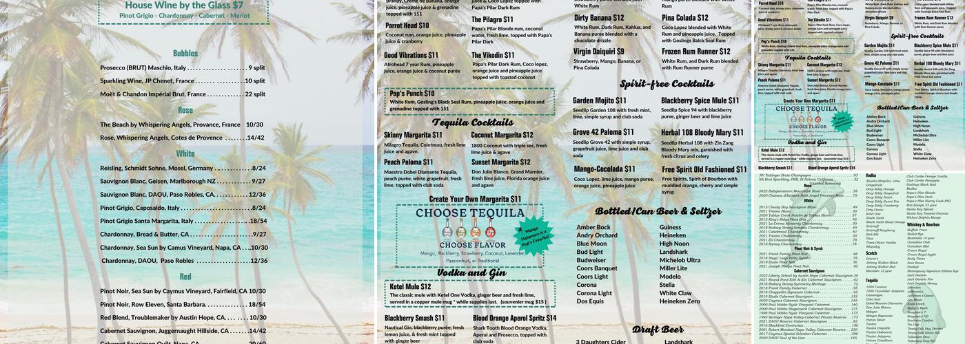 Pop's Sunset Grill Menu