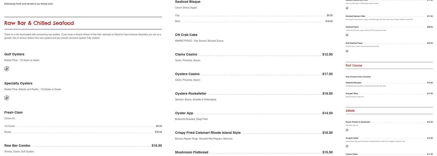 Crow's Nest Restaurant, Tavern & Marina Menu