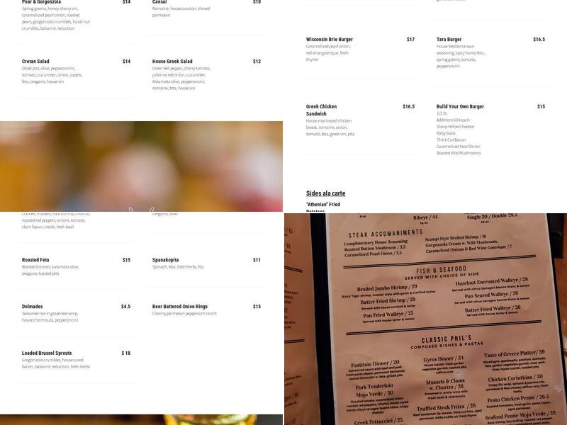 Phil's Tara Hideaway Menu