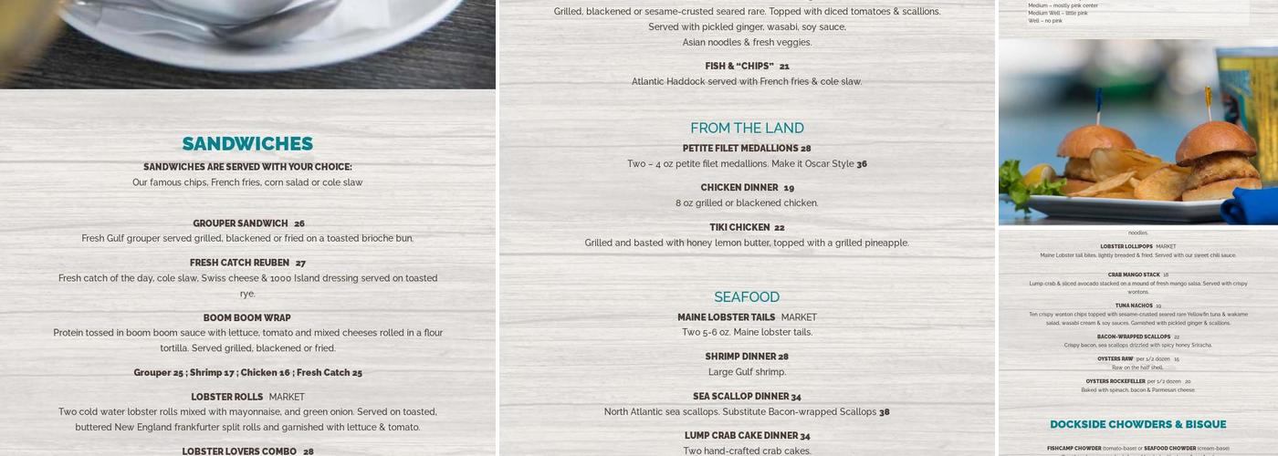 Dockside Waterfront Grill Menu