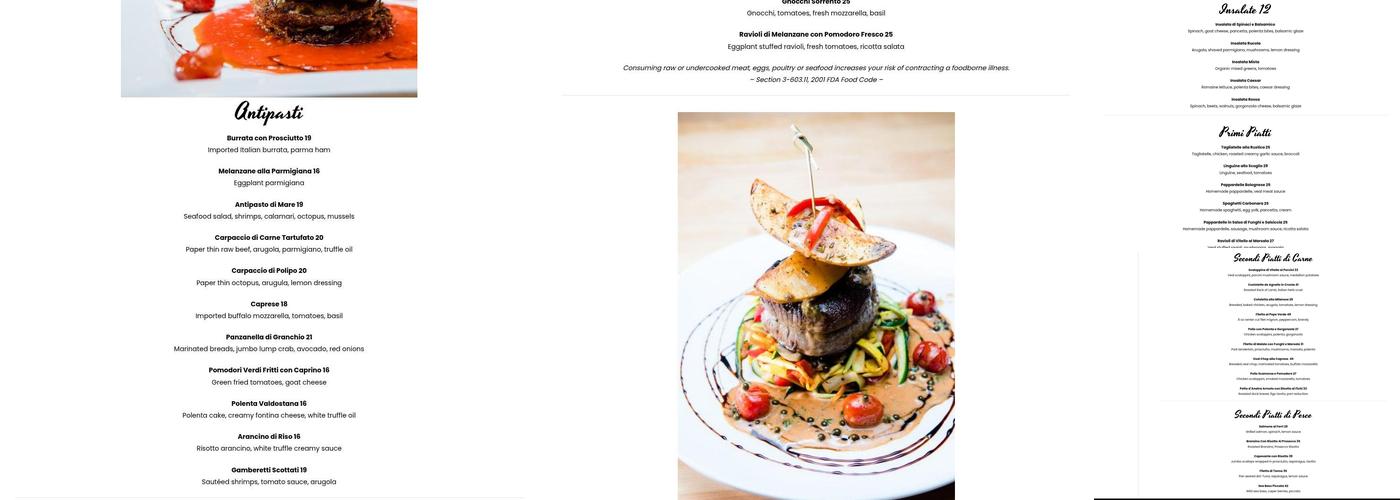 Cassariano Italian Eatery Menu