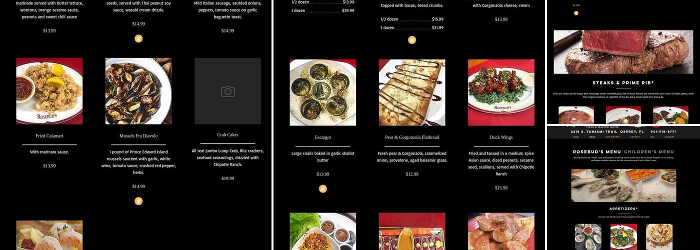 Rosebud's Steak and Seafood House Menu