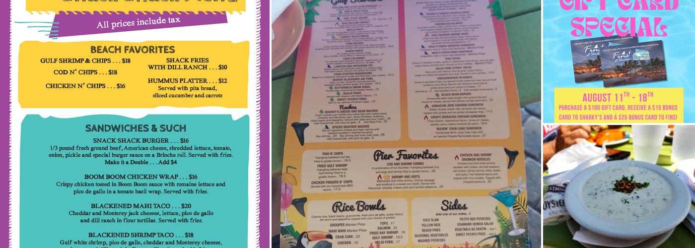 Sharky's On the Pier Menu