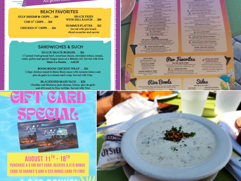 Sharky's On the Pier Menu