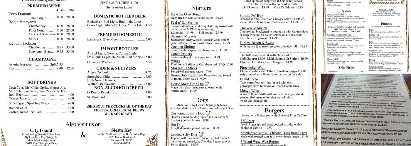 The Old Salty Dog Venice Menu