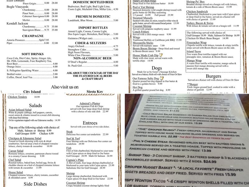 The Old Salty Dog Venice Menu
