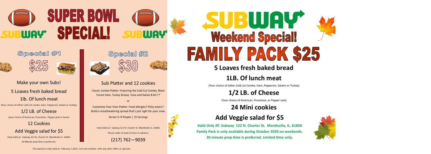 Subway Menu