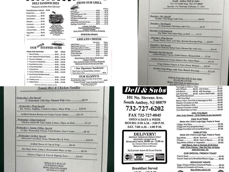 South Amboy Deli & Subs Menu