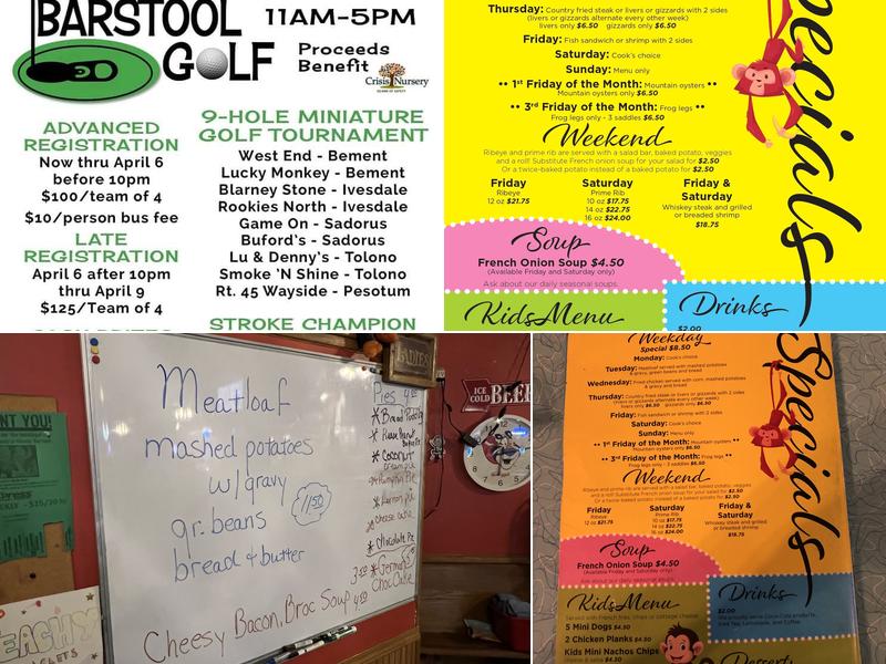 Lucky Monkey Pub and Grub Menu