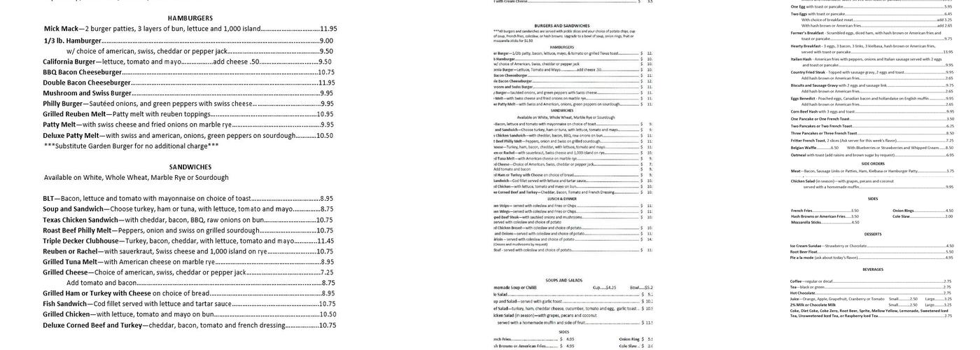 Mike's Corner Cafe Menu