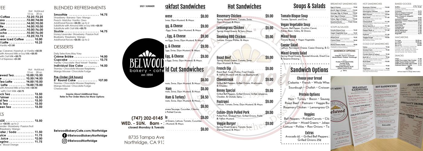 Belwood Bakery Cafe Menu