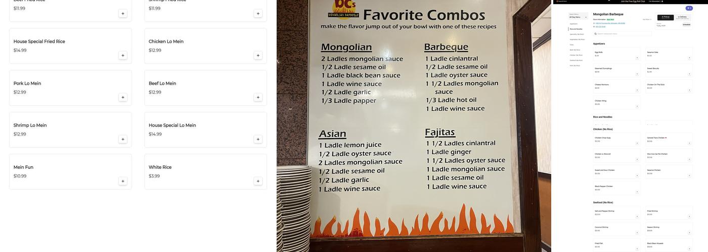 Mongolian Barbeque Menu
