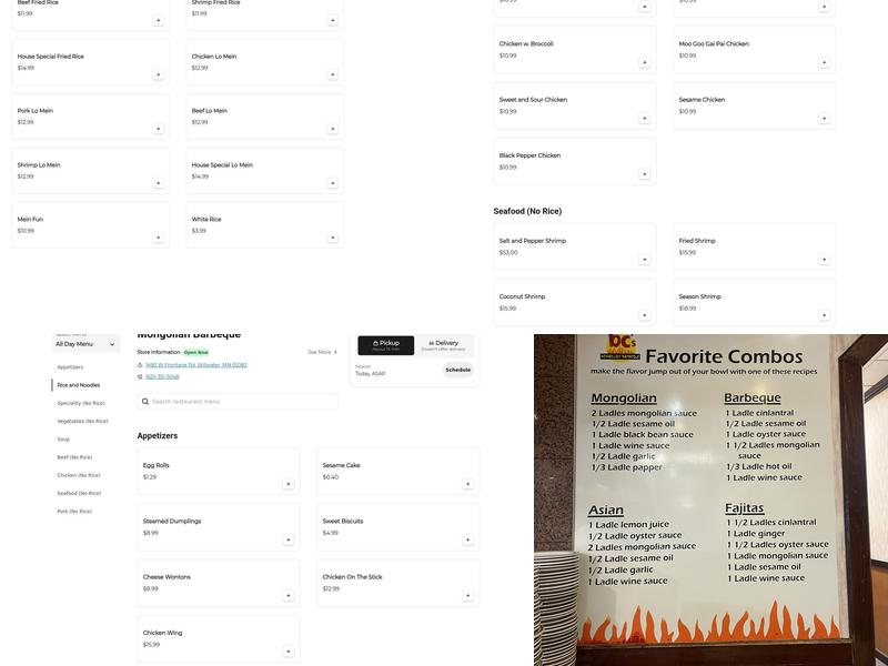 Mongolian Barbeque Menu