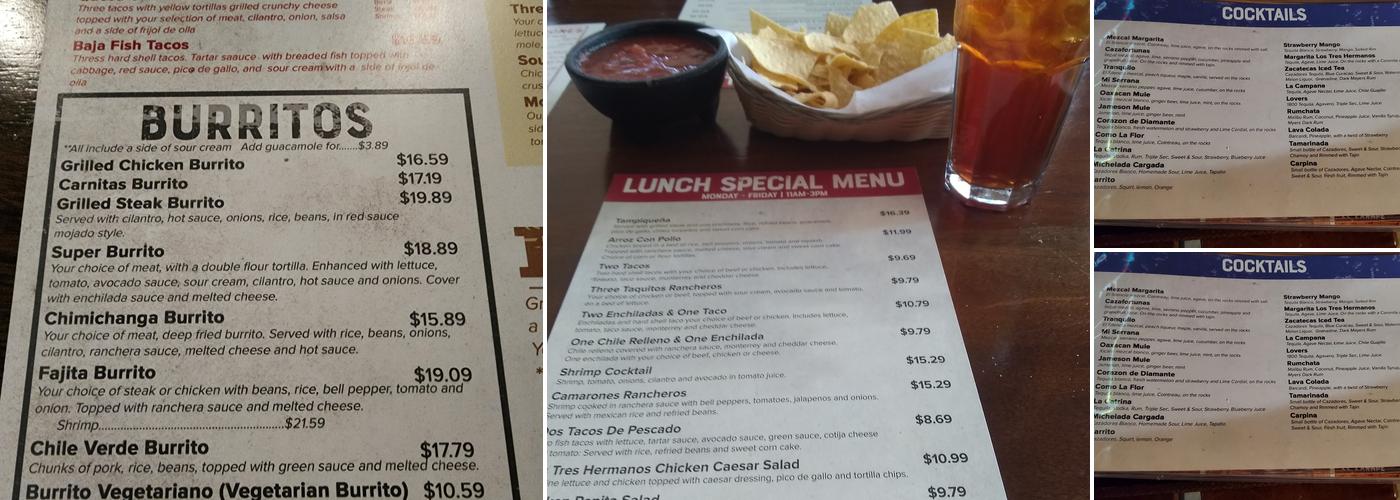 Los Tres Hermanos Bar & Grill Menu
