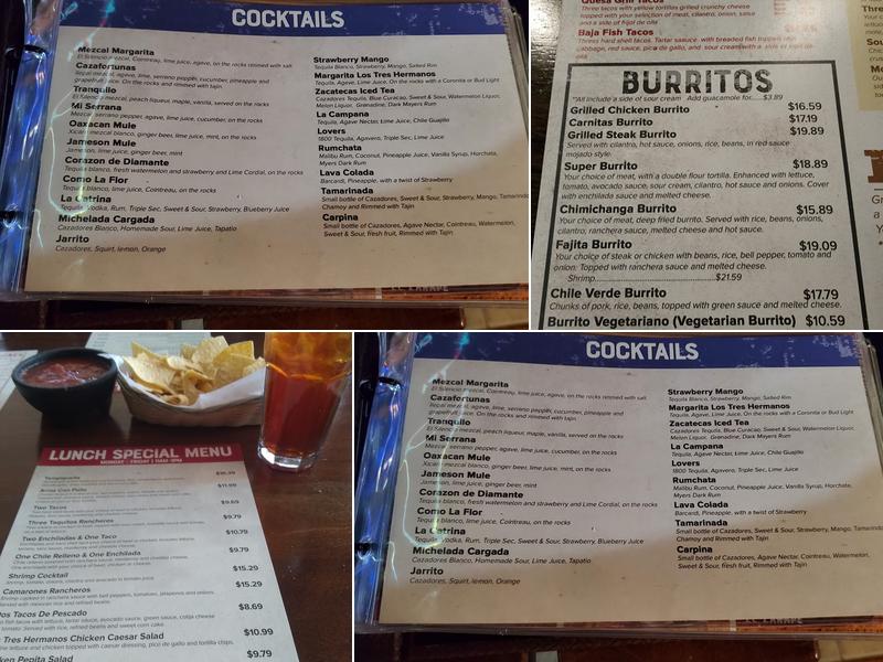 Los Tres Hermanos Bar & Grill Menu