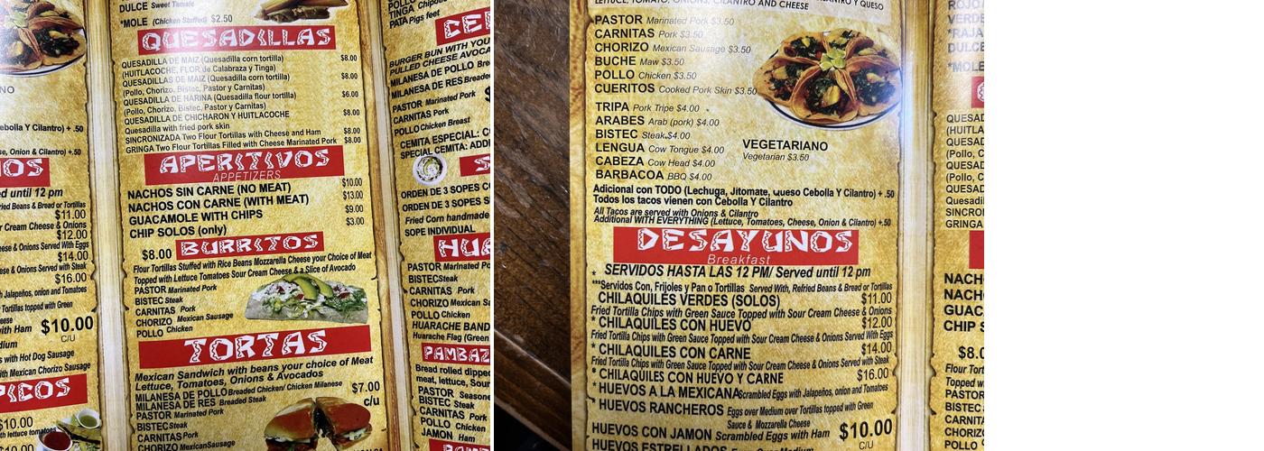 Taco Express Food Store Menu