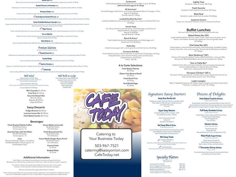 Cafe Today Menu