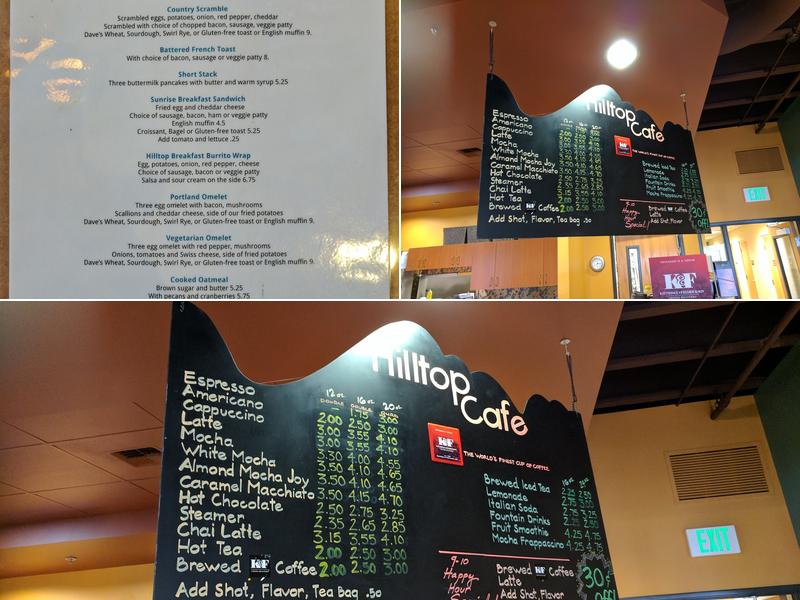 Hilltop Cafe Menu