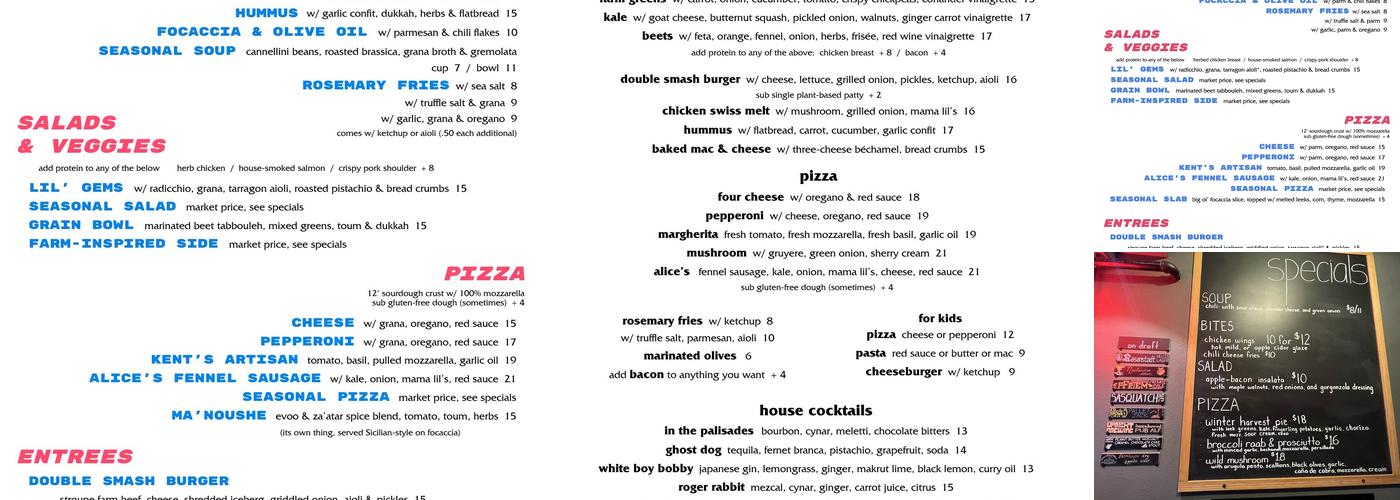 Lake Theater & Cafe Menu