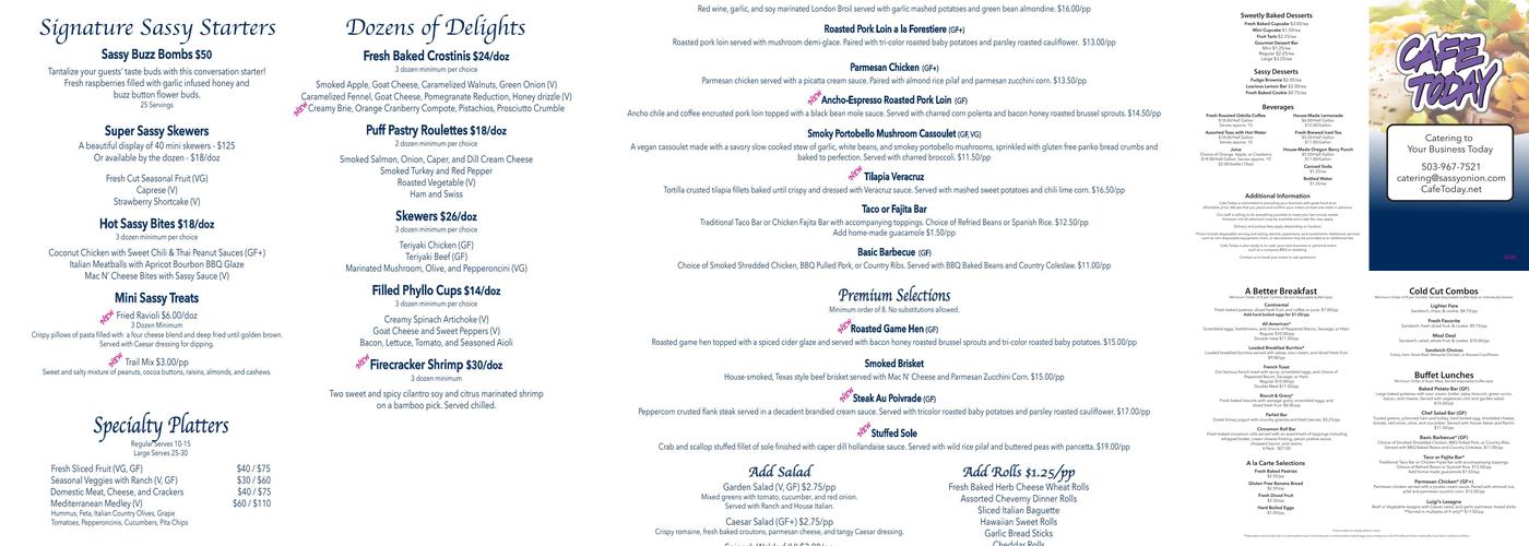 Cafe Today Menu