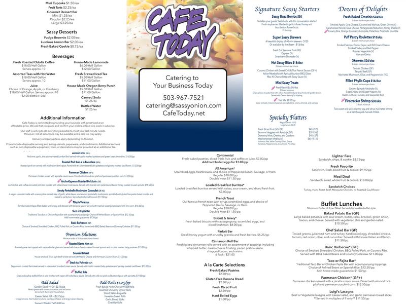 Cafe Today Menu