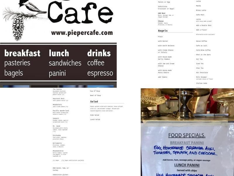 Pieper Cafe Menu