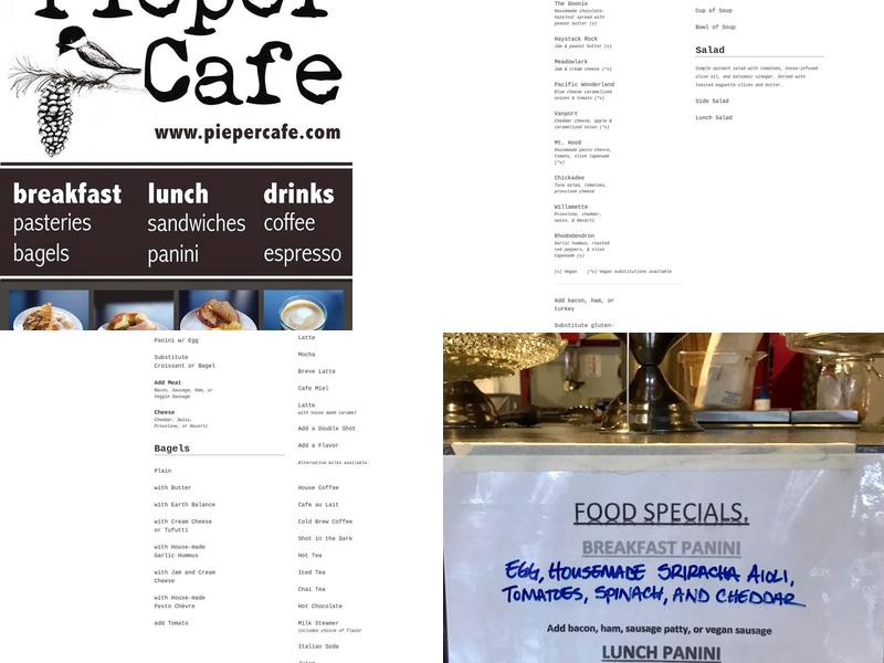 Pieper Cafe Menu