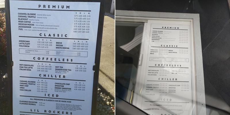 Black Rock Coffee Menu