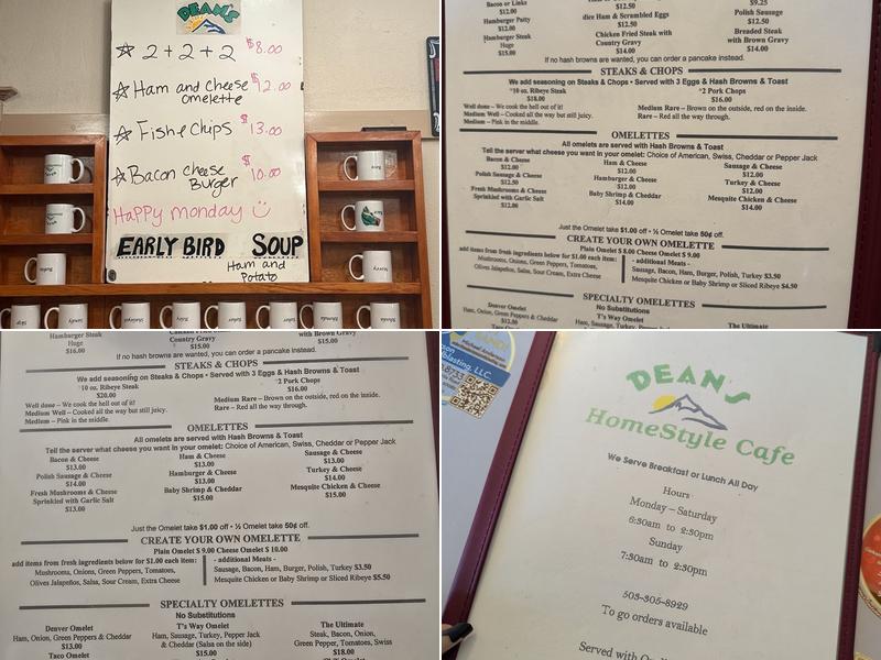 Dean's Homestyle Cafe Menu