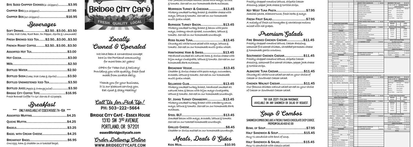 Bridge City Cafe Pioneer Place Menu