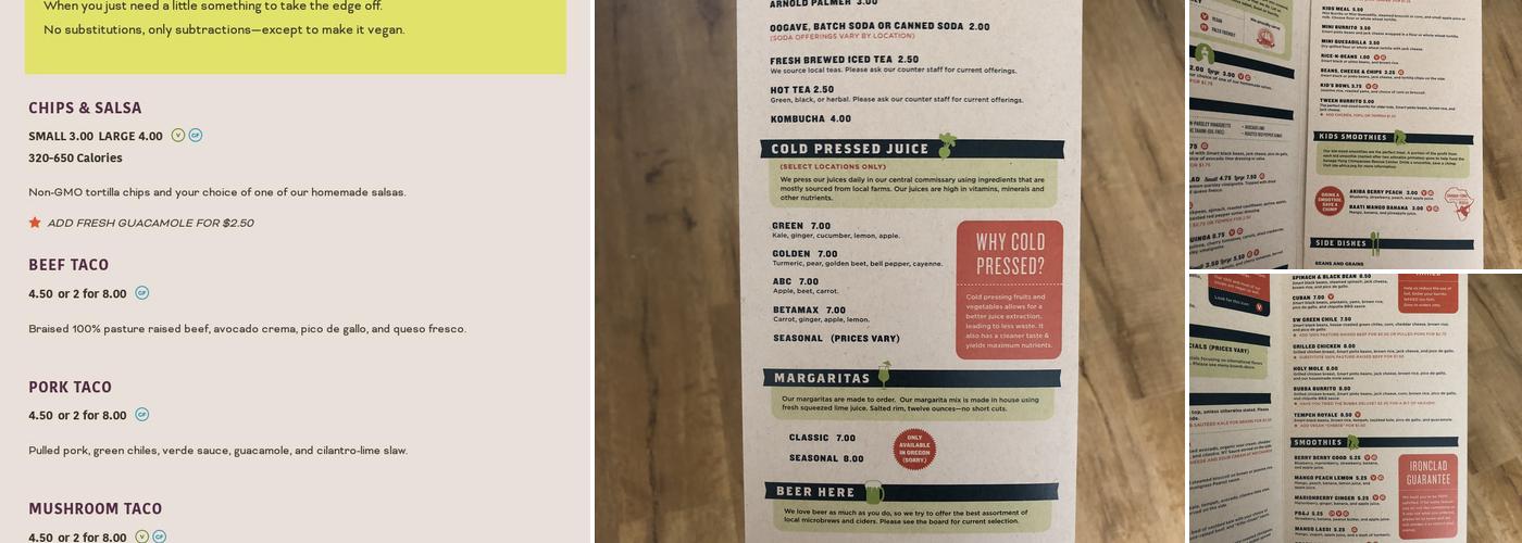 Laughing Planet Menu