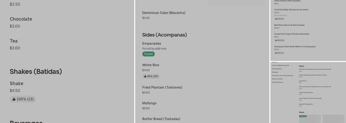 Quisqueya Luncheonette Menu