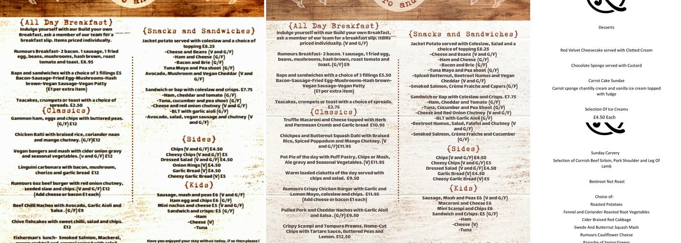 Rumours Menu