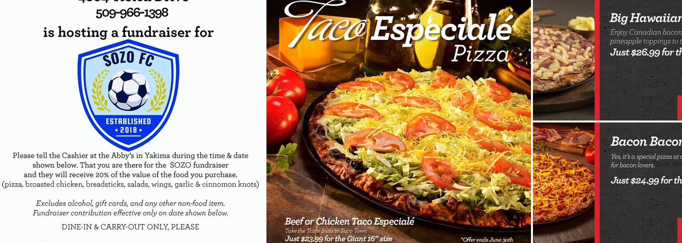 Abby's Legendary Pizza Menu