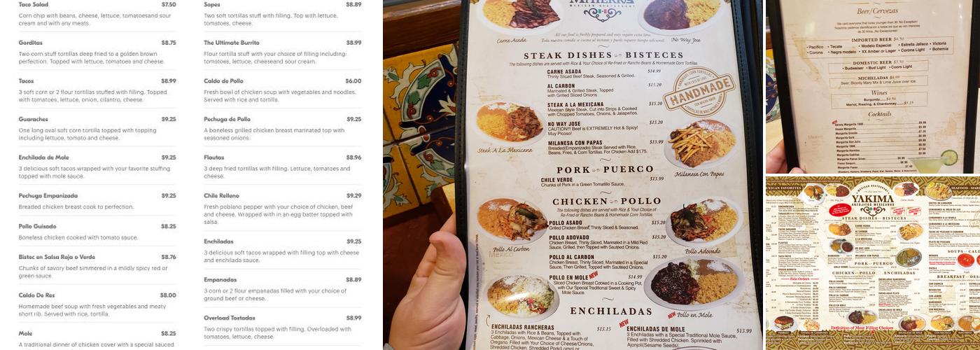 Yakima Antojitos Mexicanos Menu