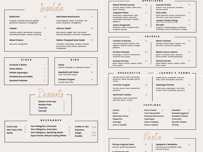 Johnny Pepperoni Menu