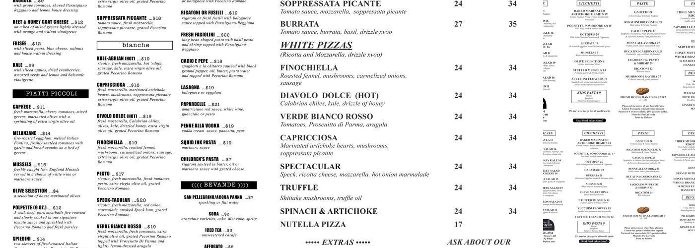 Panello Menu