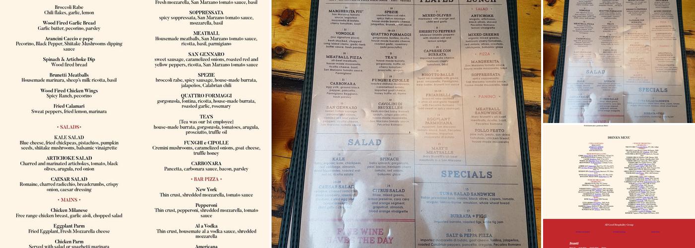 Brunetti Pizza West Village Menu