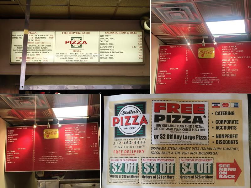 Stella's Pizza Menu