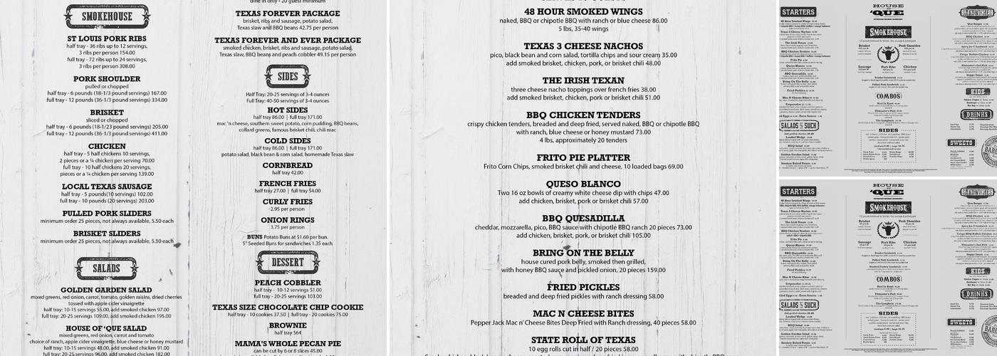 House of 'Que Menu