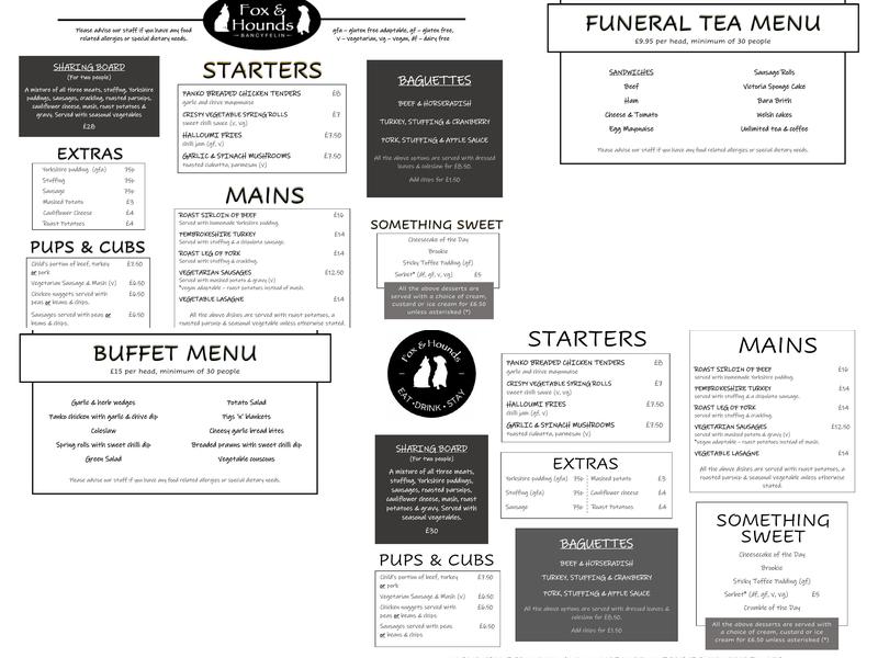 The Fox & Hounds Menu