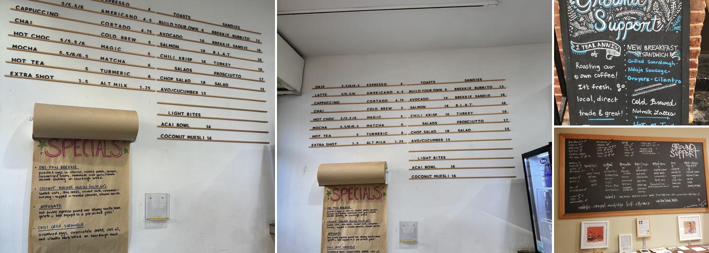 Ground Support Cafe Menu