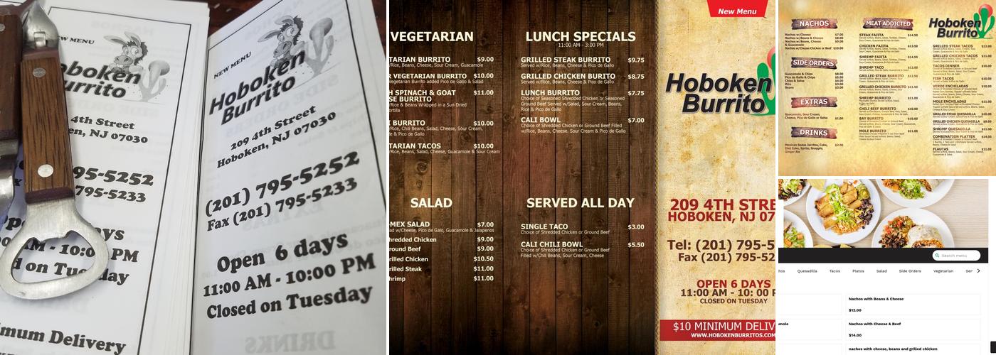 Hoboken Burrito Menu