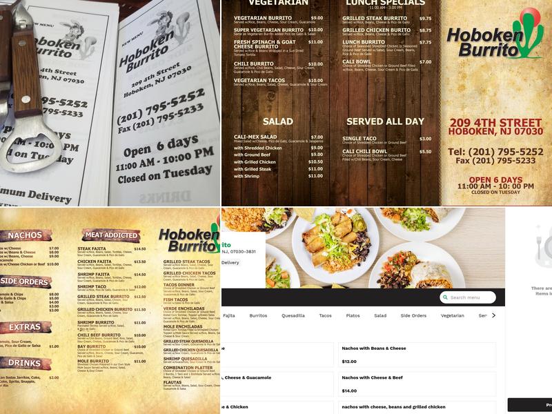 Hoboken Burrito Menu